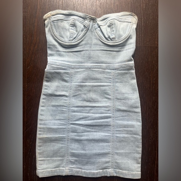 TopShop Europe Vintage Strapless Denim Dress US4 - Picture 2 of 14